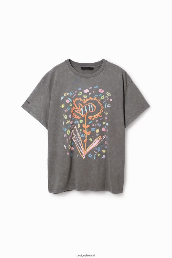 Desigual Men Oversize flower T-shirt Clothing PFVZ0B1656