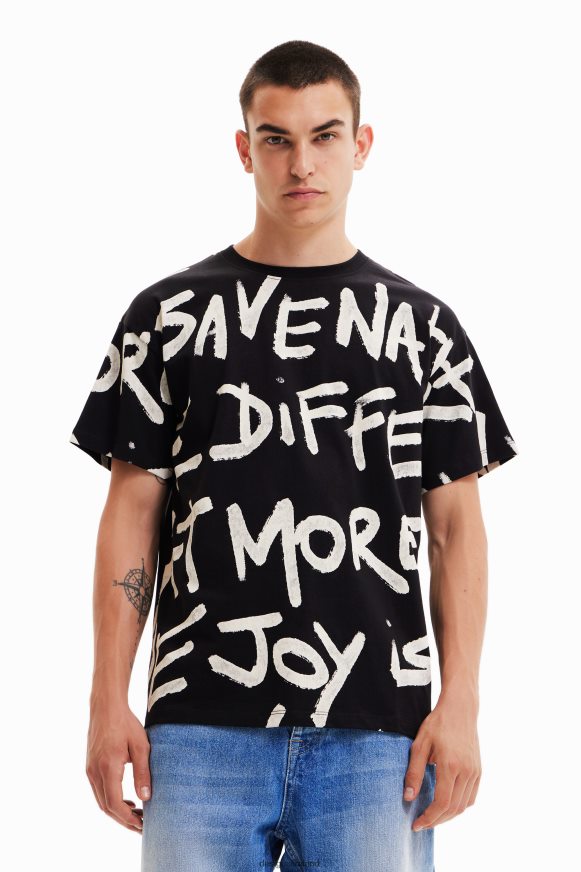 Desigual Men Oversize words T-shirt Clothing PFVZ0B1676