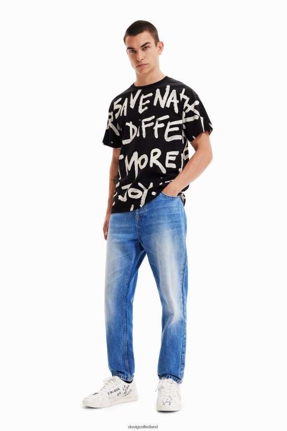 Desigual Men Oversize words T-shirt Clothing PFVZ0B1676