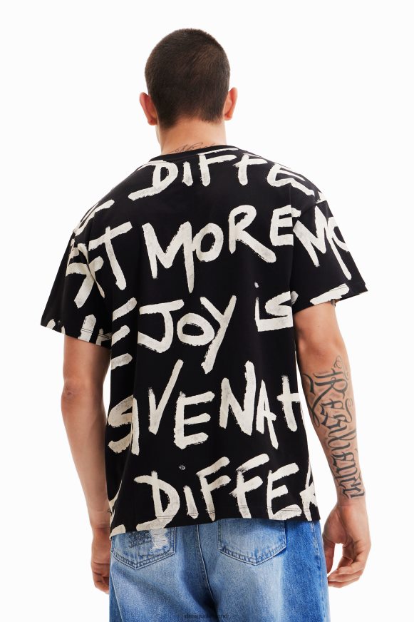 Desigual Men Oversize words T-shirt Clothing PFVZ0B1676