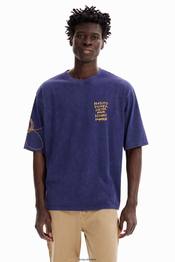Desigual Men Relaxed acid-wash T-shirt Clothing PFVZ0B1668