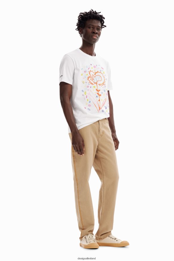 Desigual Men Relaxed arty flower T-shirt Clothing PFVZ0B1591