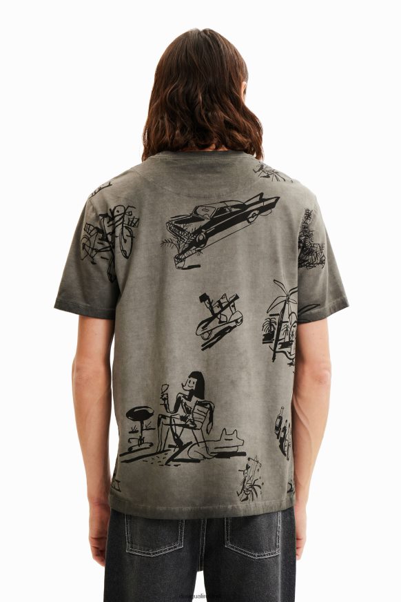 Desigual Men Washed-fabric illustration T-shirt Clothing PFVZ0B1571