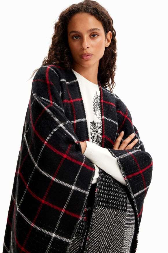 Desigual Women Reversible check poncho Accessory PFVZ0B1436