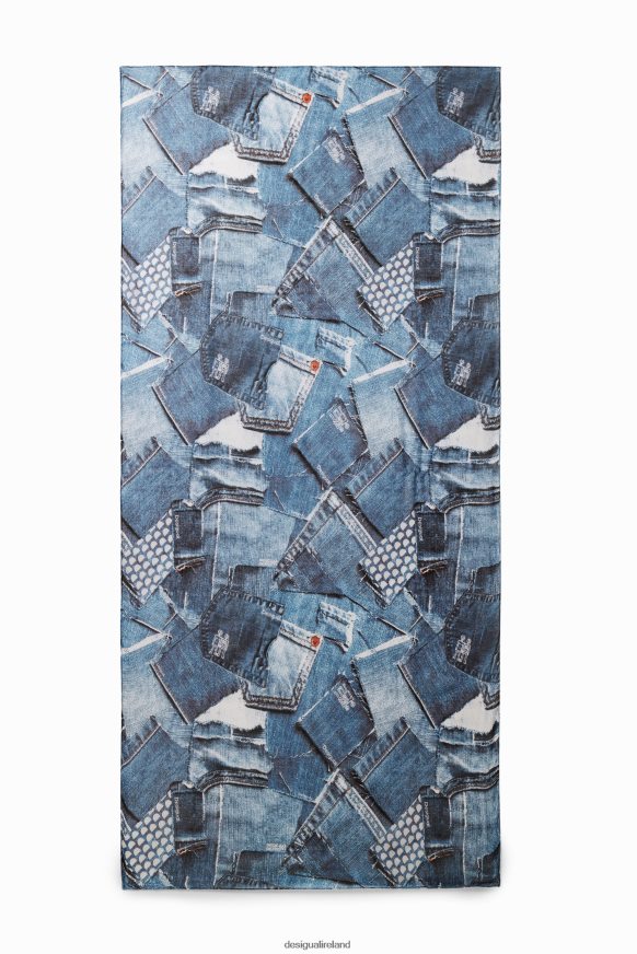 Desigual Women Denim patchwork rectangular foulard Accessory PFVZ0B230