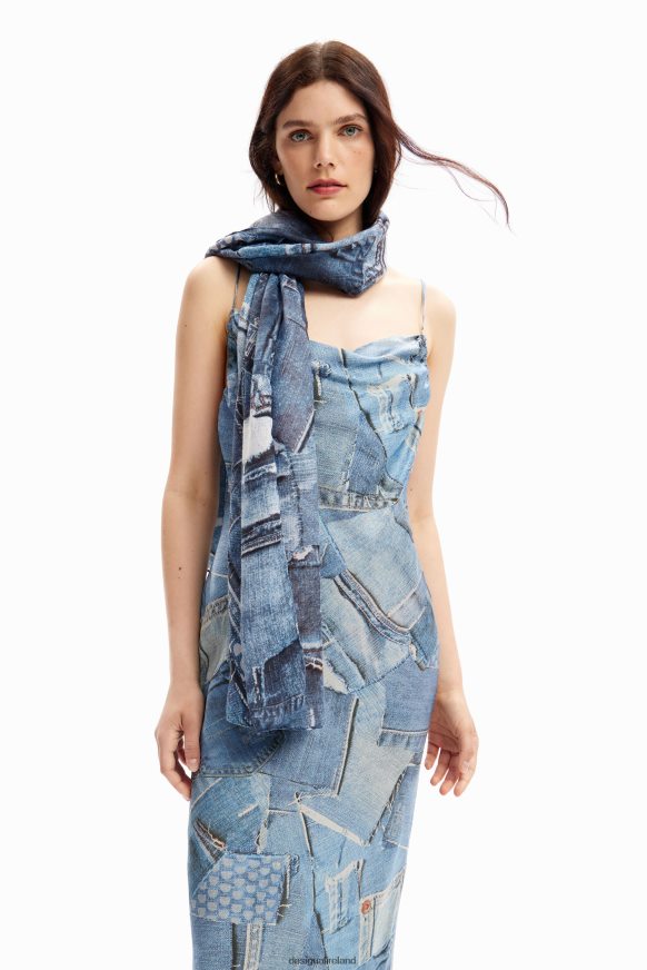 Desigual Women Denim patchwork rectangular foulard Accessory PFVZ0B230