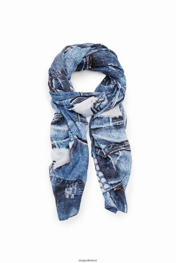 Desigual Women Denim patchwork rectangular foulard Accessory PFVZ0B230