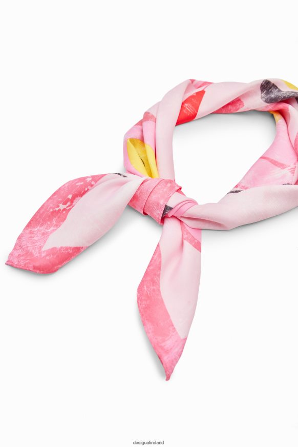 Desigual Women Pink Panther square scarf Accessory PFVZ0B494