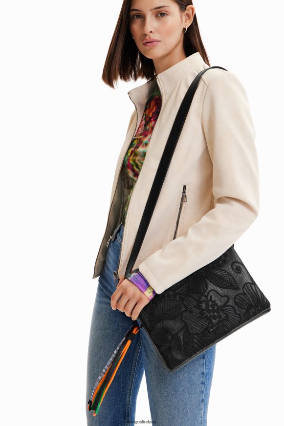 Desigual Women Midsize crossbody bag with embroidered flowers Accessory PFVZ0B1296