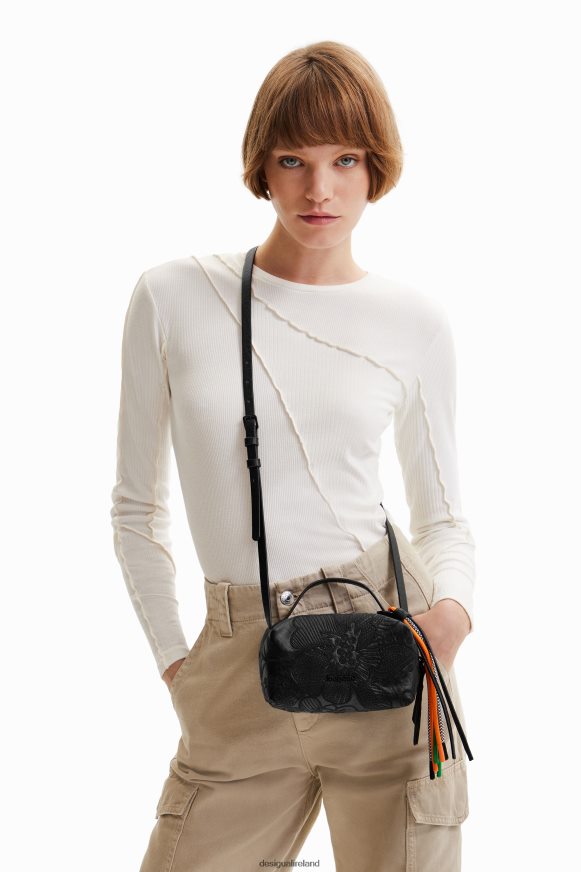 Desigual Women Mini crossbody bag with embroidered flowers Accessory PFVZ0B1359