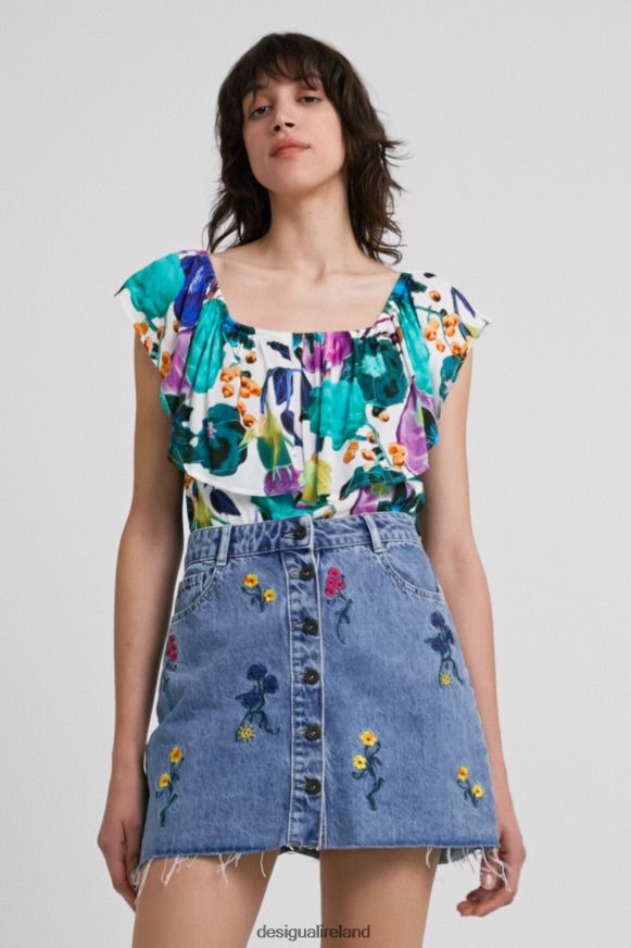 Desigual Women Boat neck floral bodysuit Clothing PFVZ0B882