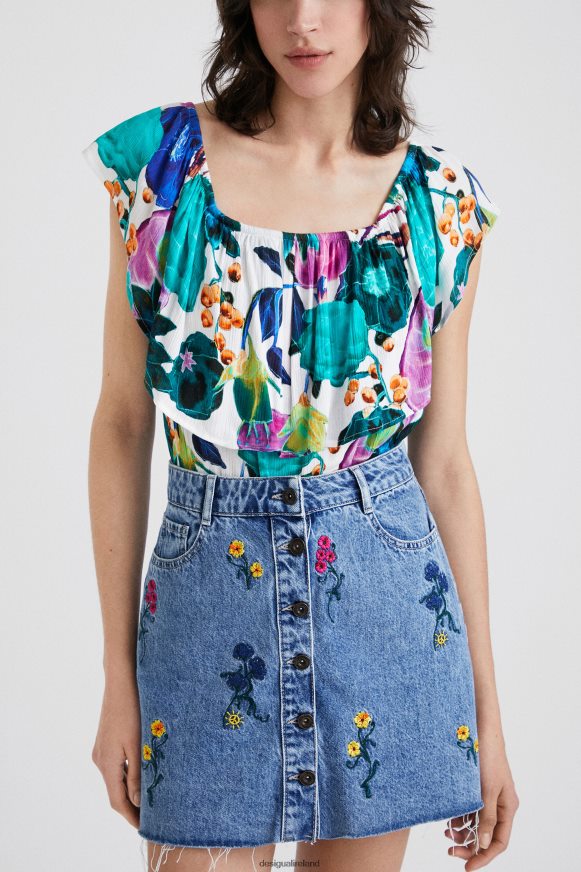 Desigual Women Boat neck floral bodysuit Clothing PFVZ0B882