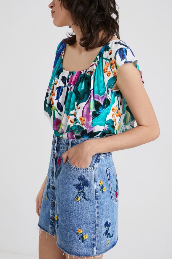 Desigual Women Boat neck floral bodysuit Clothing PFVZ0B882