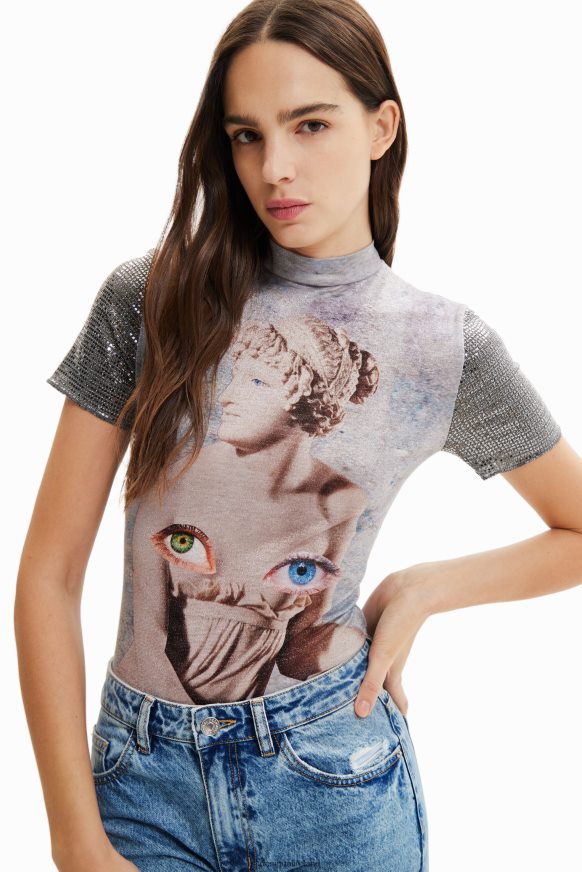 Desigual Women Metallic knit bodysuit Clothing PFVZ0B866