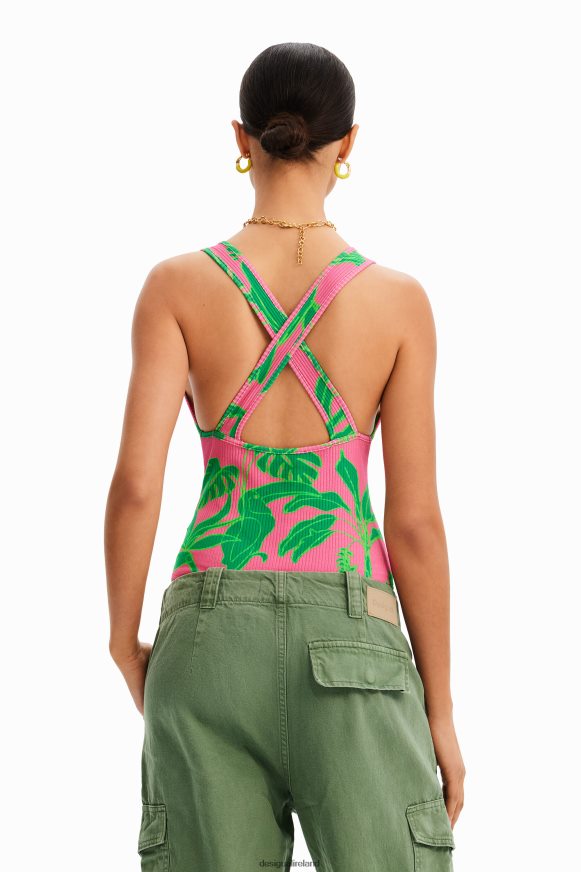 Desigual Women Ribbed tropical bodysuit with straps Clothing PFVZ0B799