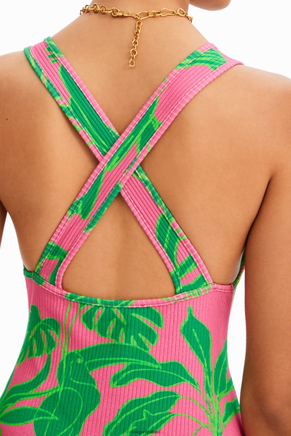 Desigual Women Ribbed tropical bodysuit with straps Clothing PFVZ0B799