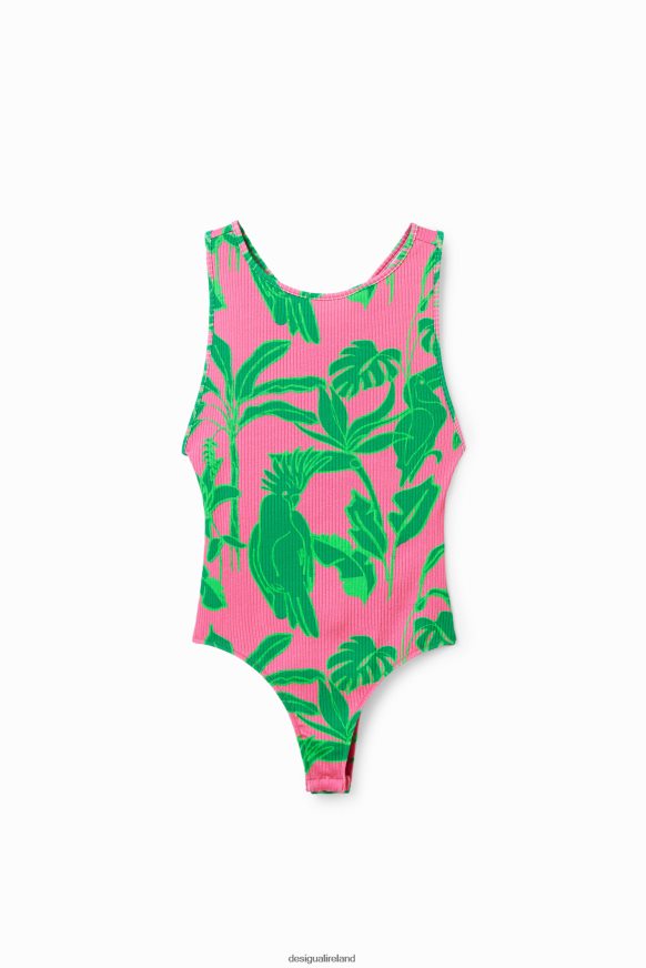 Desigual Women Ribbed tropical bodysuit with straps Clothing PFVZ0B799