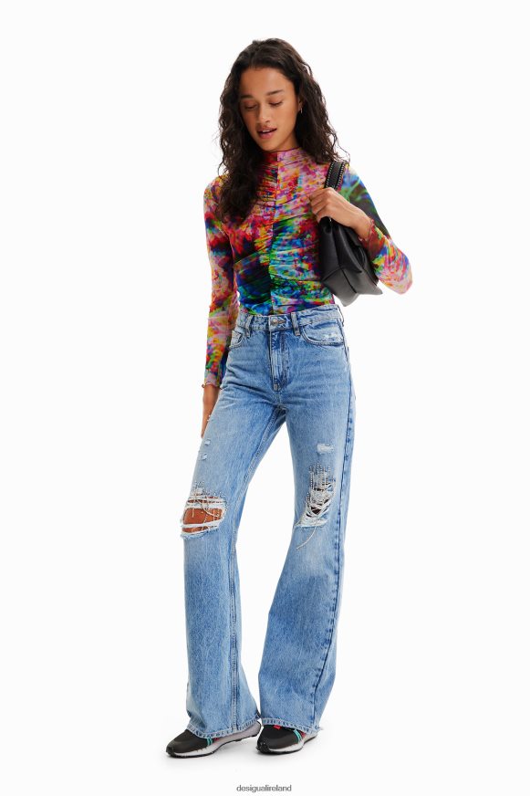 Desigual Women Ruched floral tulle bodysuit Clothing PFVZ0B833