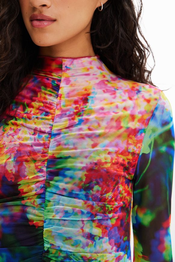 Desigual Women Ruched floral tulle bodysuit Clothing PFVZ0B833