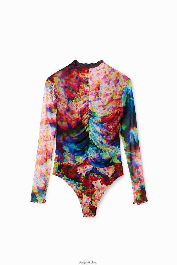 Desigual Women Ruched floral tulle bodysuit Clothing PFVZ0B833