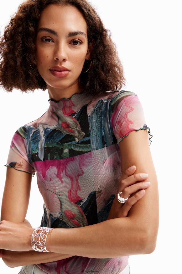 Desigual Women Short-sleeve fantasy tulle bodysuit Clothing PFVZ0B352