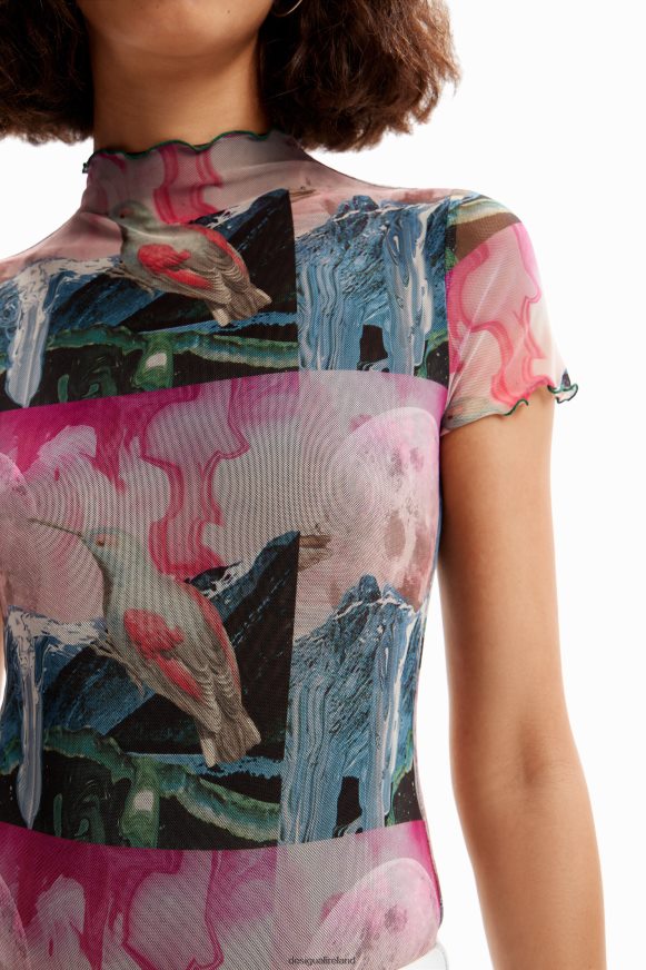 Desigual Women Short-sleeve fantasy tulle bodysuit Clothing PFVZ0B352