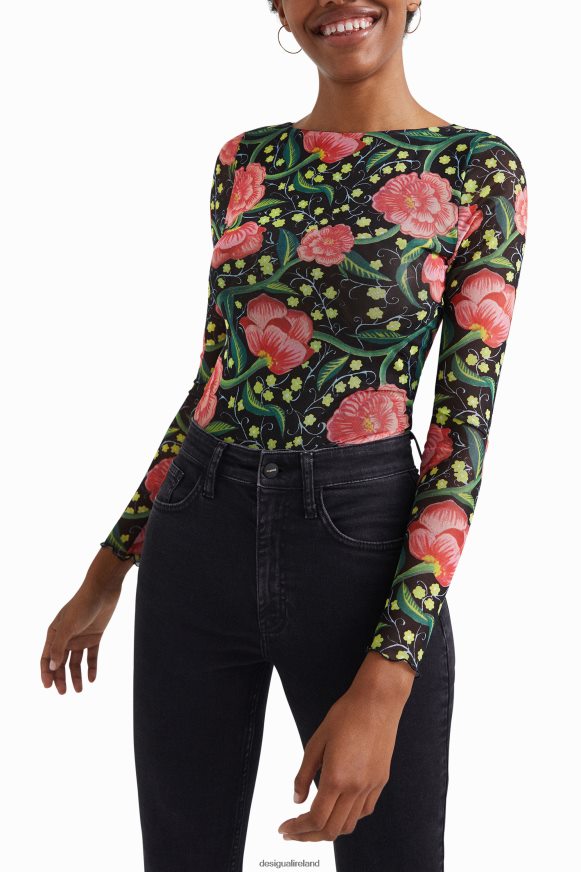 Desigual Women Slim floral bodysuit Clothing PFVZ0B1088