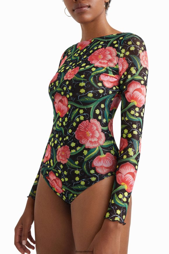 Desigual Women Slim floral bodysuit Clothing PFVZ0B1088
