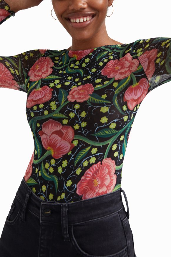 Desigual Women Slim floral bodysuit Clothing PFVZ0B1088