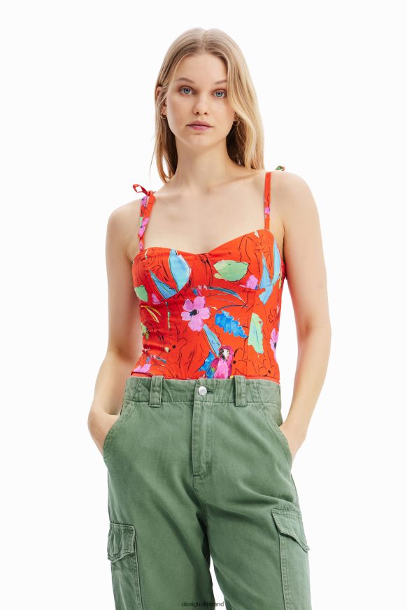 Desigual Women Tropical strappy corset bodysuit Clothing PFVZ0B514