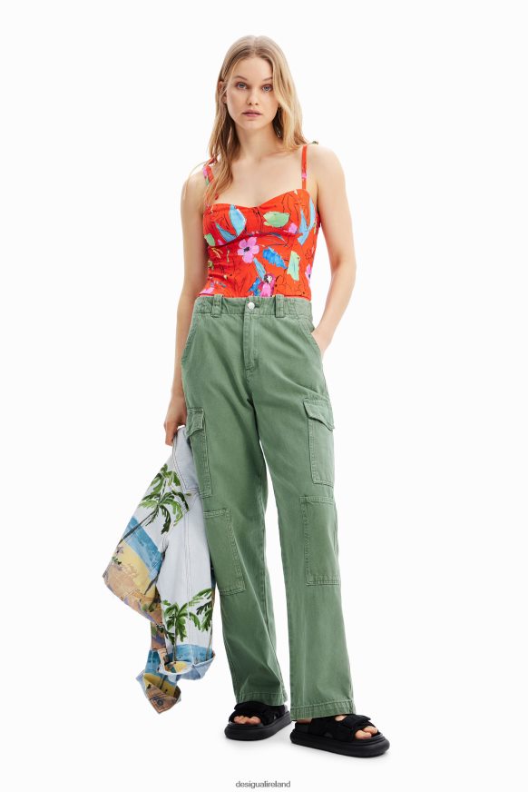 Desigual Women Tropical strappy corset bodysuit Clothing PFVZ0B514