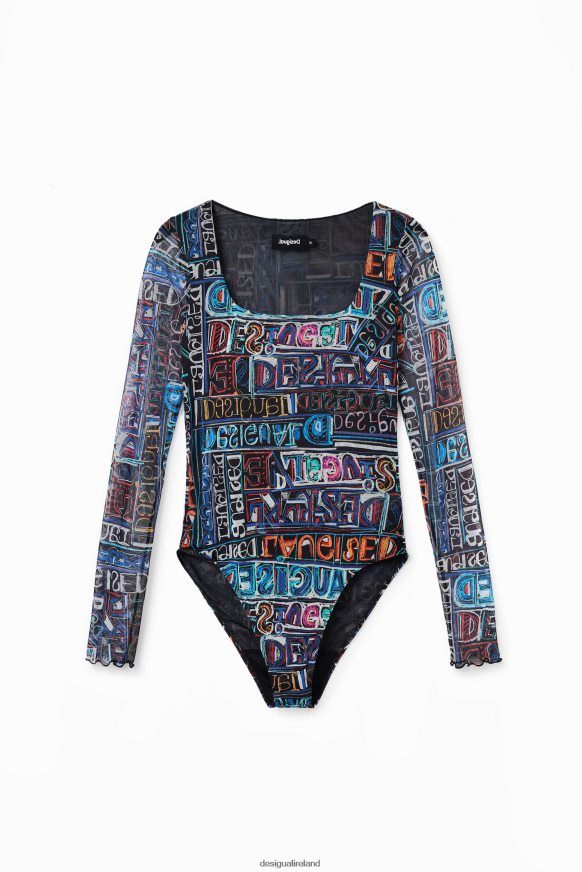 Desigual Women Tulle arty logo bodysuit Clothing PFVZ0B335