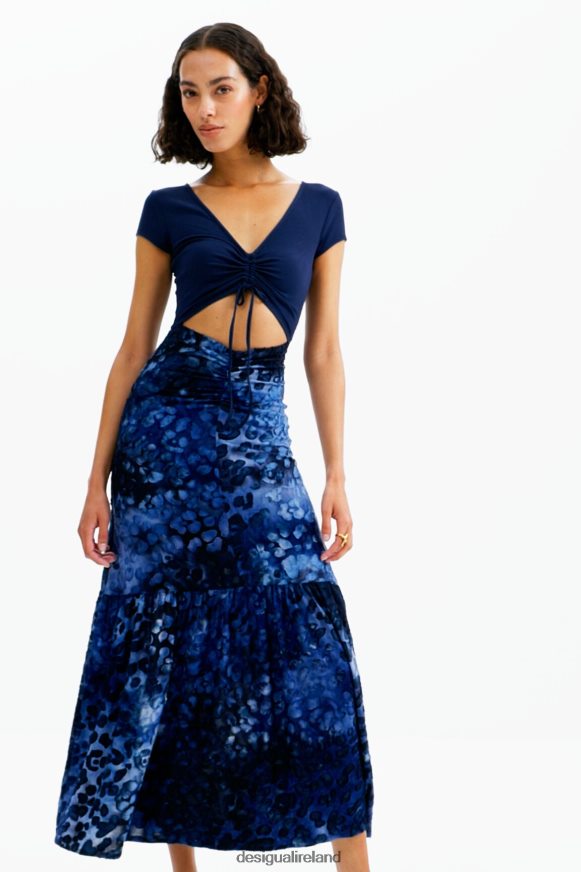 Desigual Women Combination textured animal-print long dress Clothing PFVZ0B591