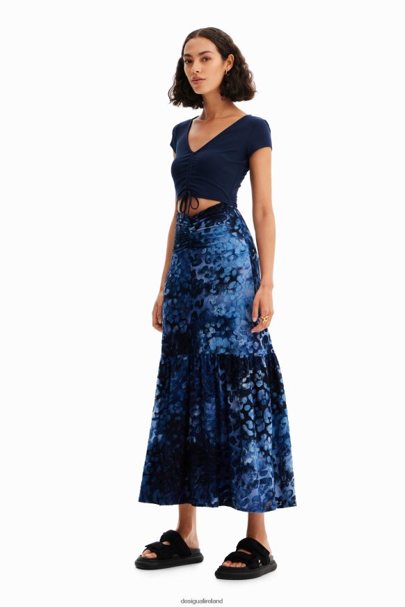 Desigual Women Combination textured animal-print long dress Clothing PFVZ0B591