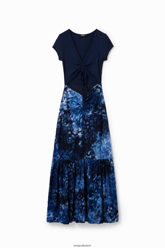 Desigual Women Combination textured animal-print long dress Clothing PFVZ0B591