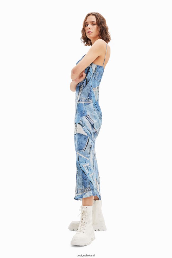 Desigual Women Denim patchwork midi dress Clothing PFVZ0B98