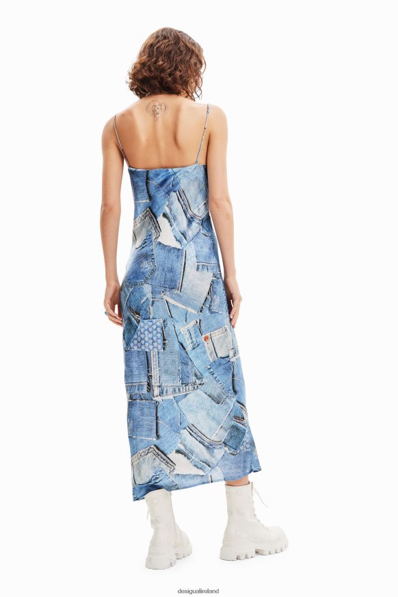 Desigual Women Denim patchwork midi dress Clothing PFVZ0B98