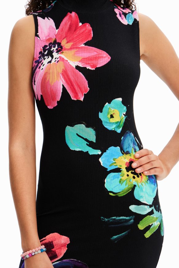 Desigual Women Floral ribbed midi dress Clothing PFVZ0B958