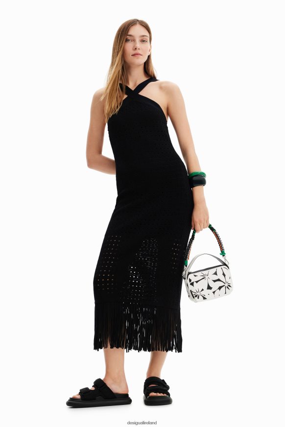 Desigual Women Fringed halter midi dress Clothing PFVZ0B326