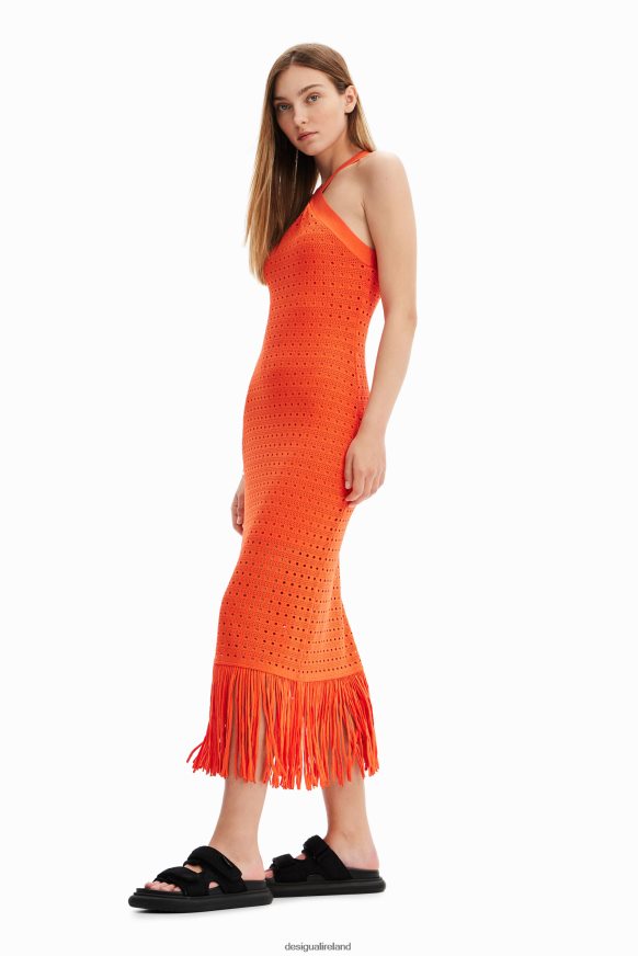 Desigual Women Fringed halter midi dress Clothing PFVZ0B912
