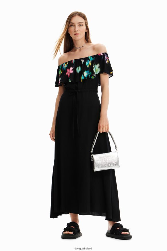 Desigual Women Long blurry ruffle dress Clothing PFVZ0B511