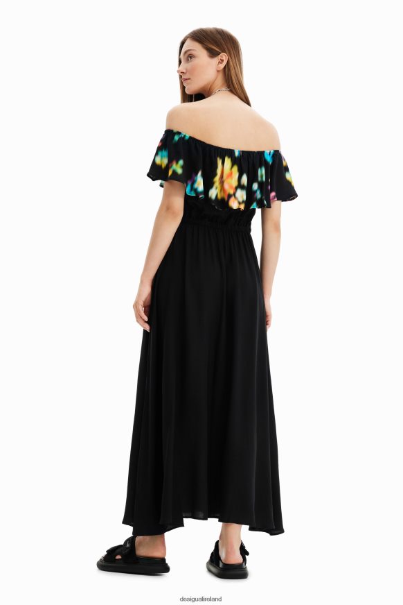 Desigual Women Long blurry ruffle dress Clothing PFVZ0B511