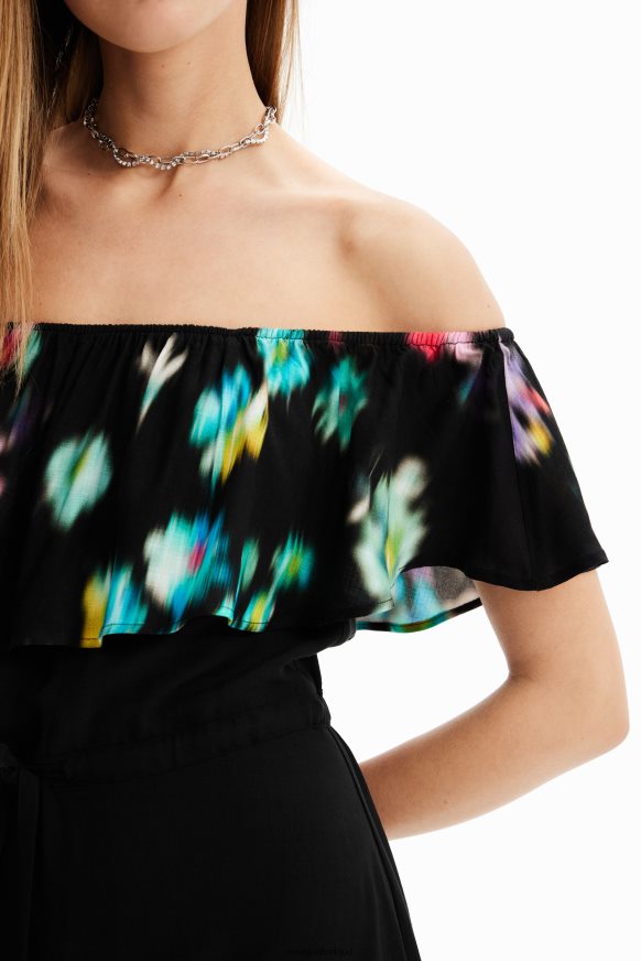 Desigual Women Long blurry ruffle dress Clothing PFVZ0B511