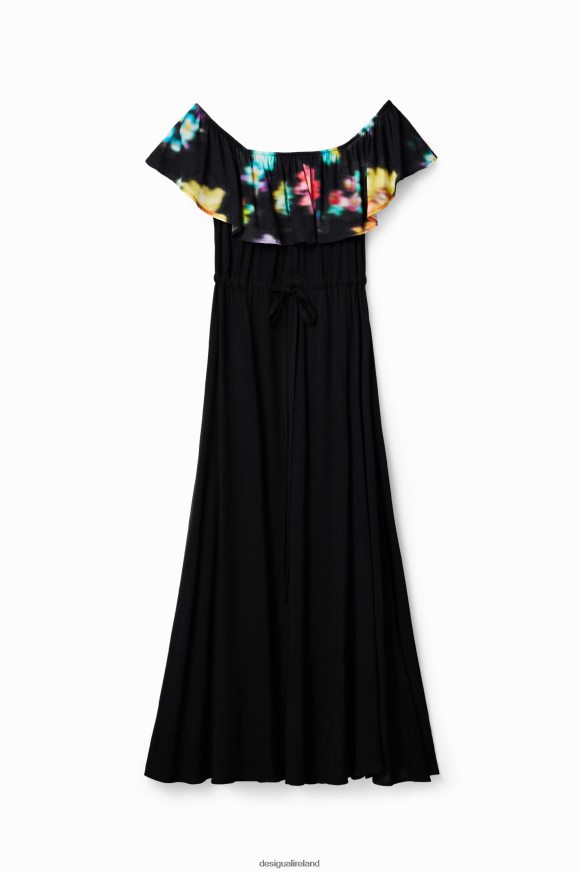 Desigual Women Long blurry ruffle dress Clothing PFVZ0B511