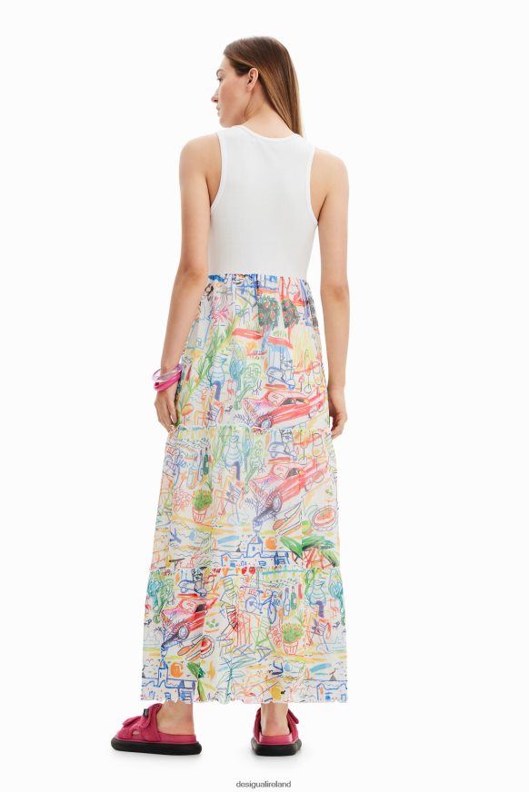 Desigual Women Long combination tulle dress Clothing PFVZ0B108