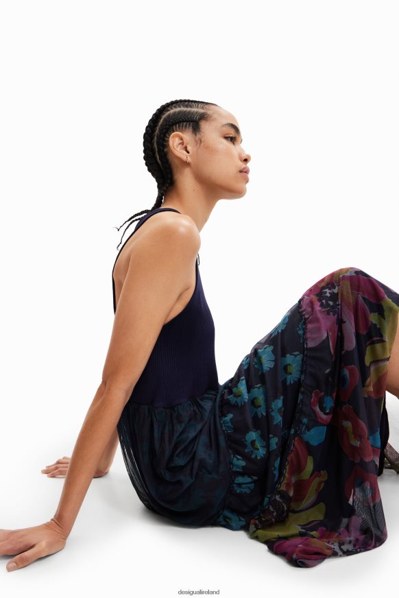 Desigual Women Long combination tulle dress Clothing PFVZ0B4