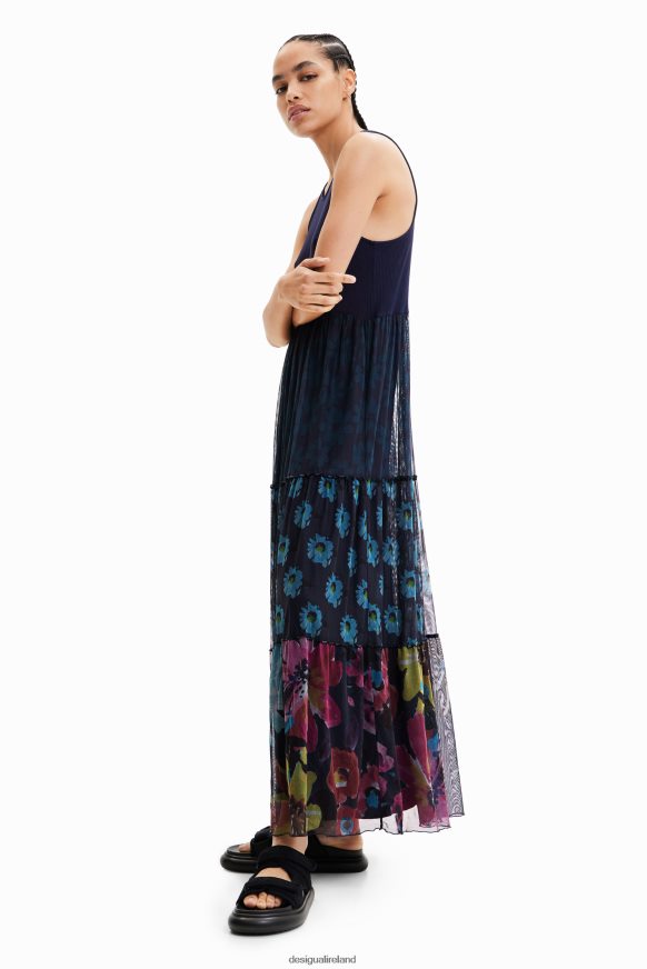 Desigual Women Long combination tulle dress Clothing PFVZ0B4