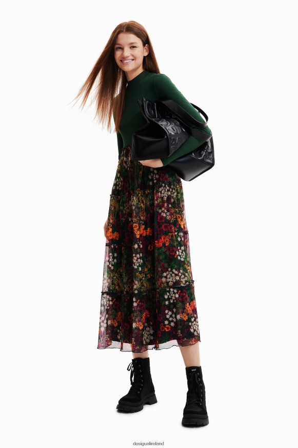 Desigual Women Long dress with tulle skirt Clothing PFVZ0B1003