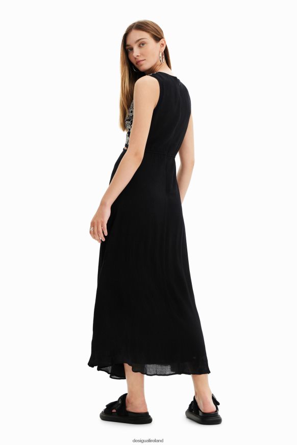 Desigual Women Long embroidered cut-out dress Clothing PFVZ0B438