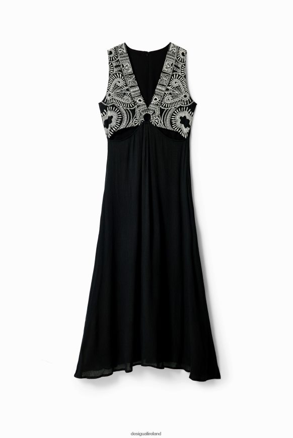 Desigual Women Long embroidered cut-out dress Clothing PFVZ0B438